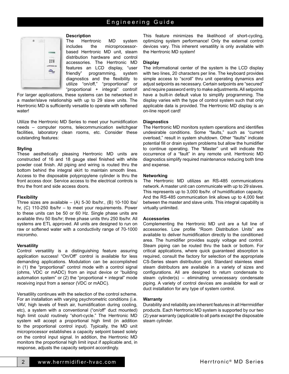 Herrmidifier Herrtronic MD Engineering Guide User Manual | Page 2 / 12