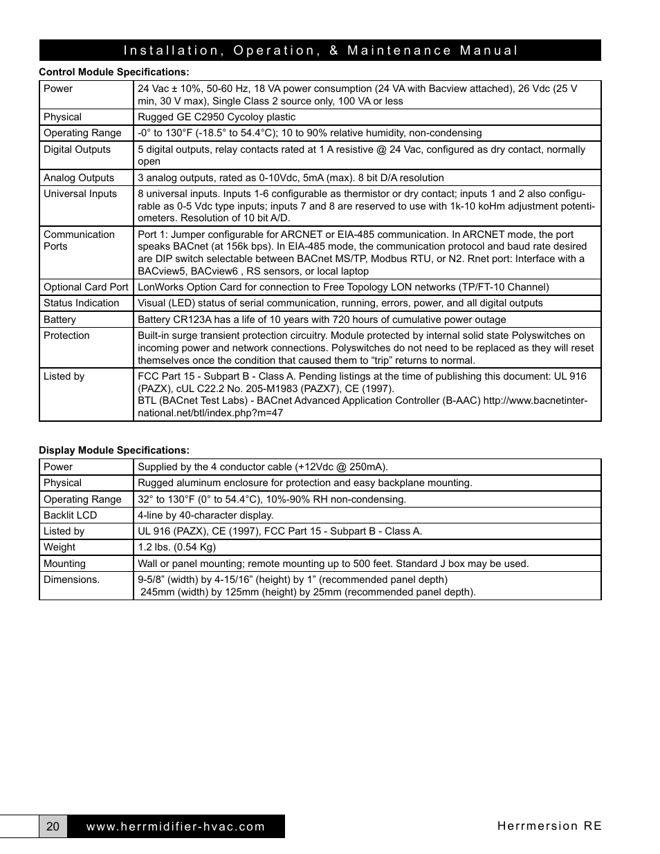 Herrmidifier Herrmersion RE User Manual | Page 20 / 24