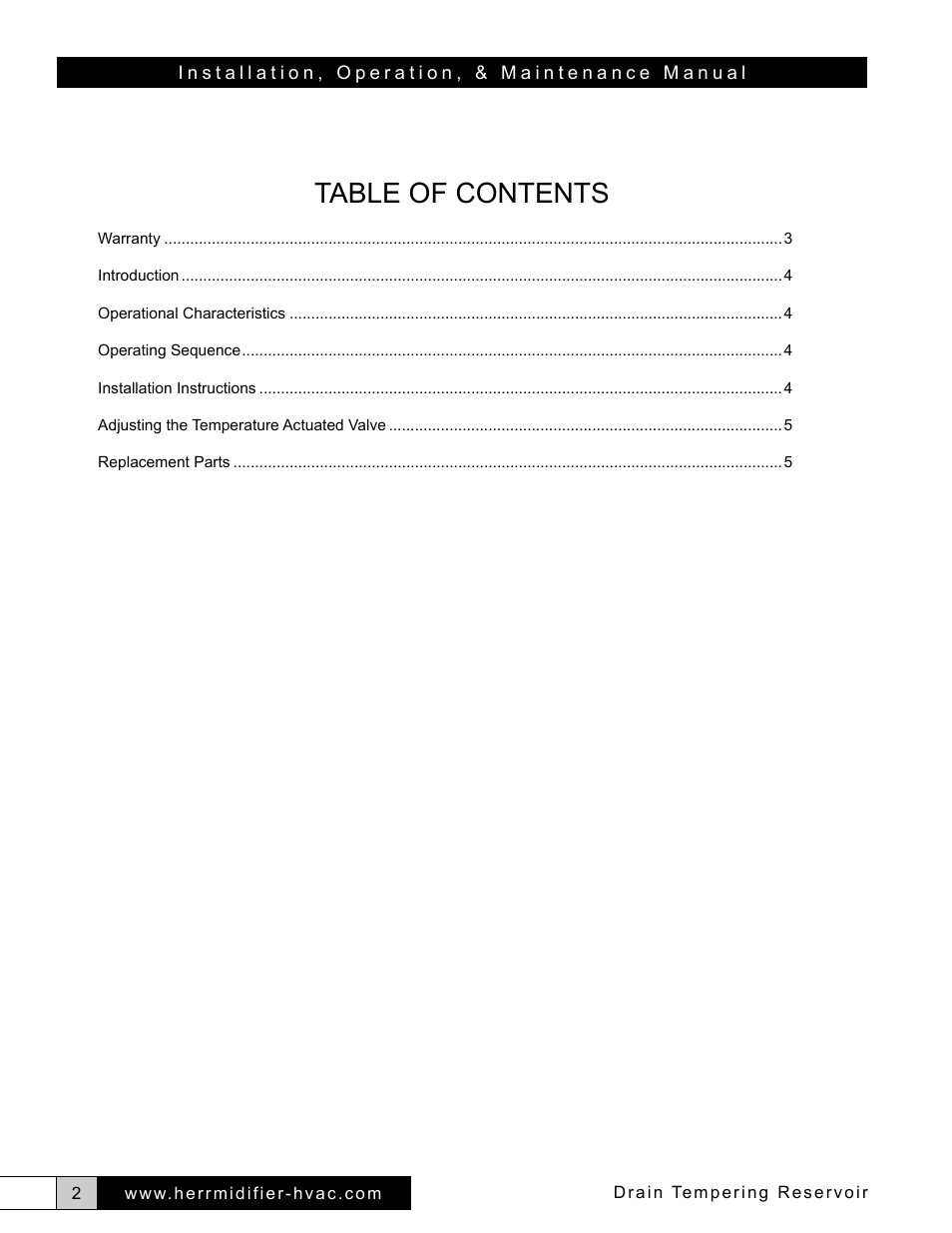 Herrmidifier Drain Tempering Reservoir User Manual | Page 2 / 6