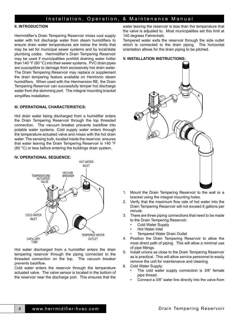 Herrmidifier Drain Tempering Reservoir User Manual | Page 4 / 6