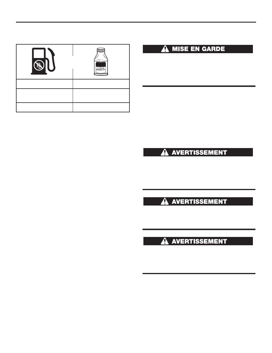 Huile et carburant | Cub Cadet CC3075 User Manual | Page 32 / 72