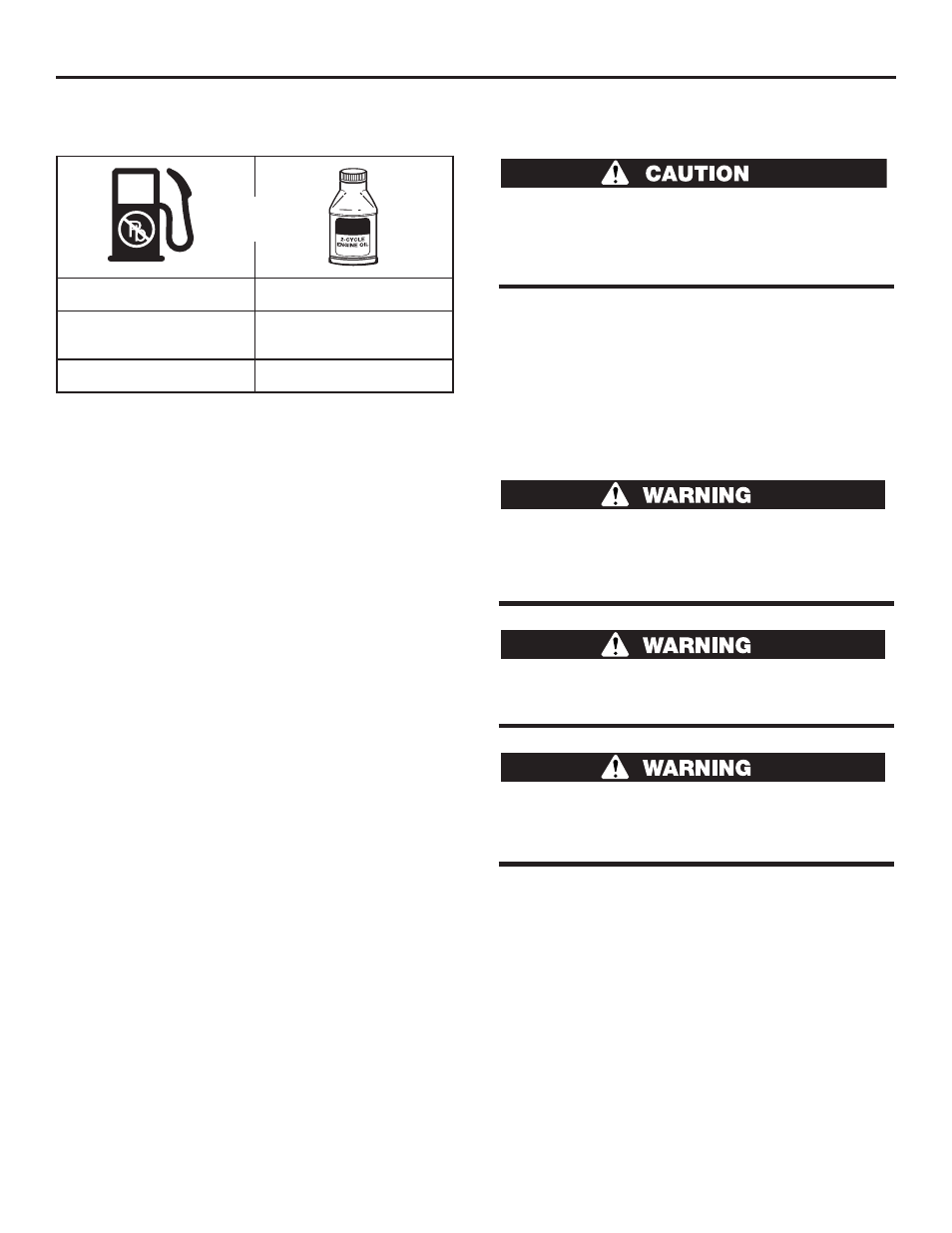 Oil and fuel, Oil and fuel mixing instructions | Cub Cadet CC3075 User Manual | Page 8 / 72