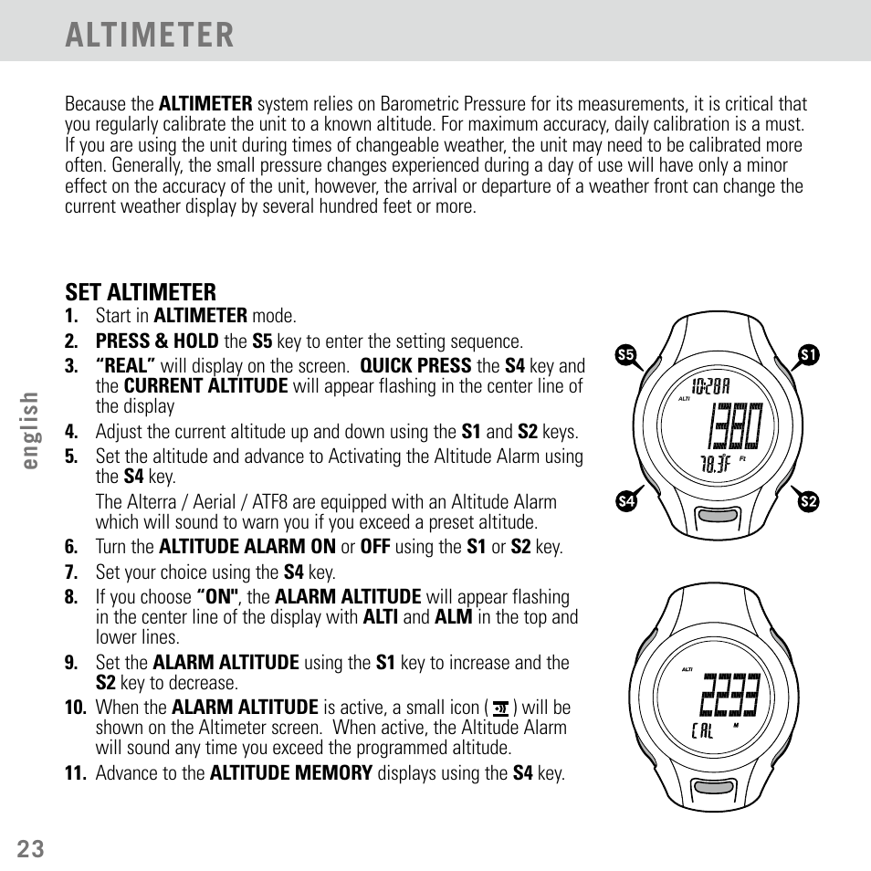 Altimeter | Highgear Aerial User Manual | Page 24 / 40