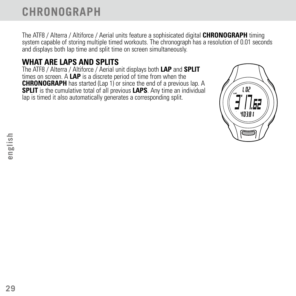 Chronograph | Highgear Aerial User Manual | Page 30 / 40
