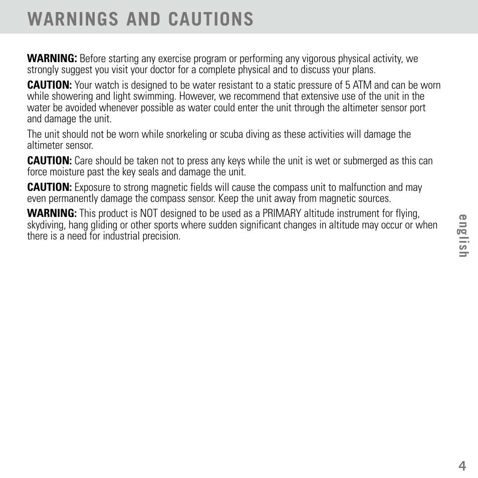 Warnings and cautions | Highgear Aerial User Manual | Page 5 / 40