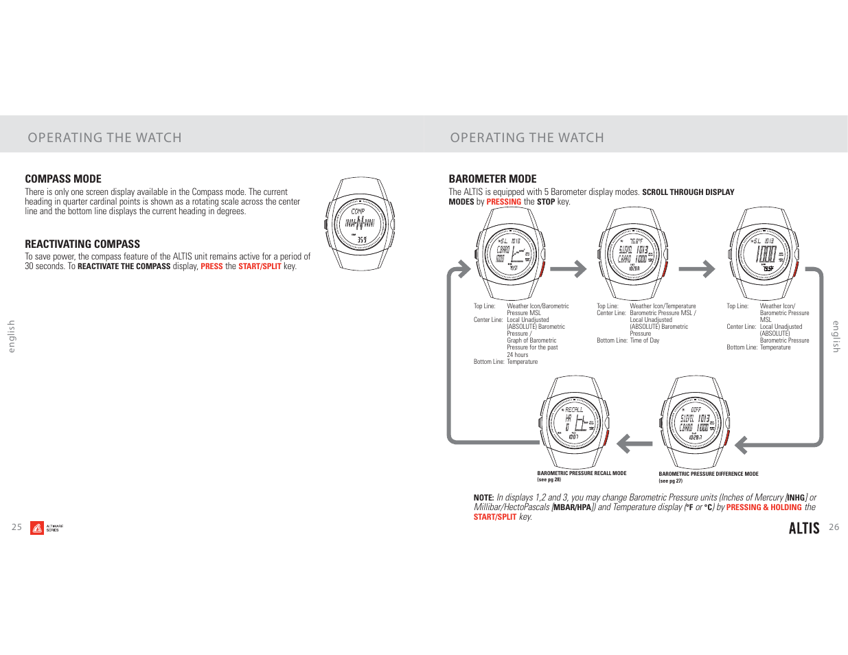 Operating the watch | Highgear Altis User Manual | Page 14 / 23