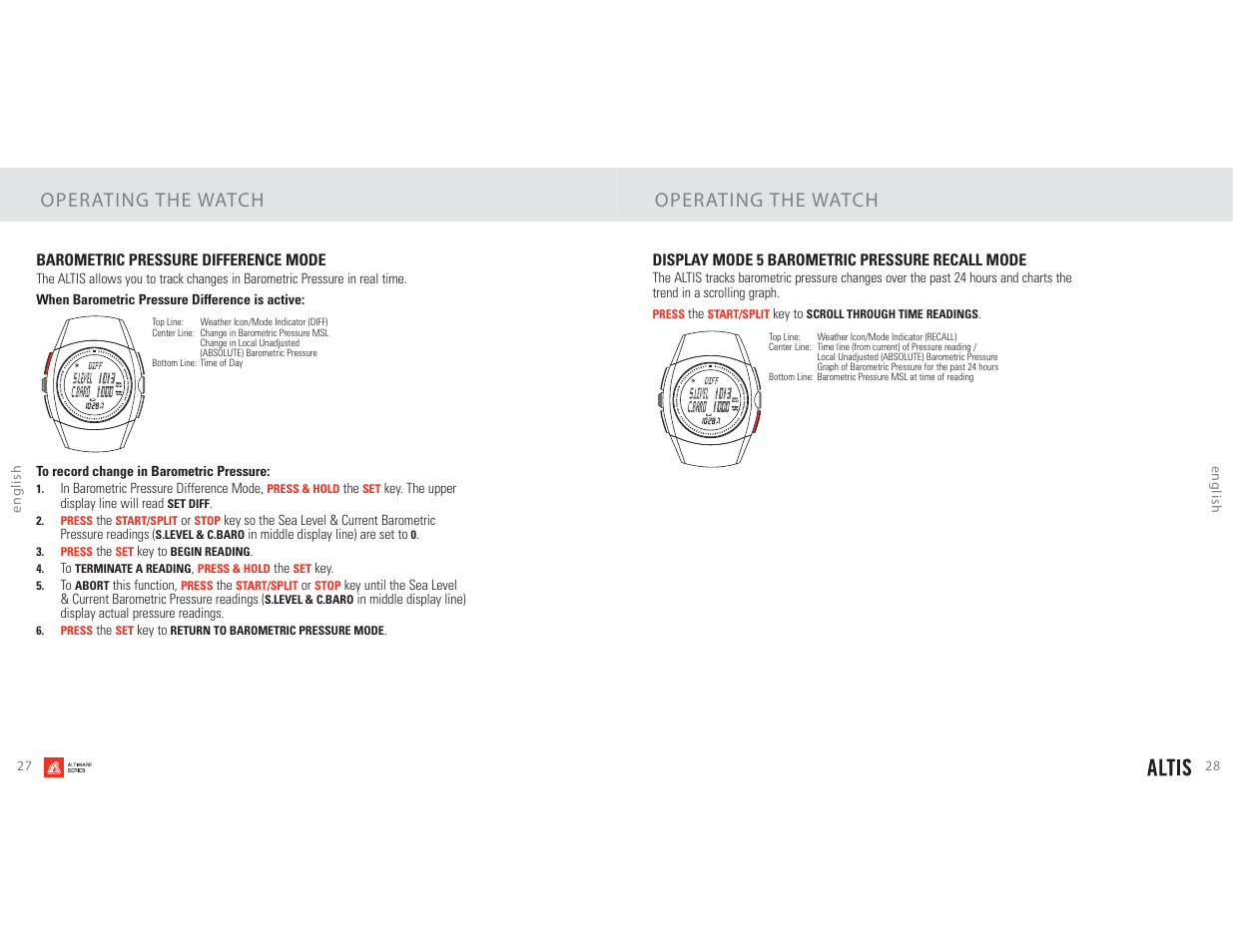 Operating the watch | Highgear Altis User Manual | Page 15 / 23