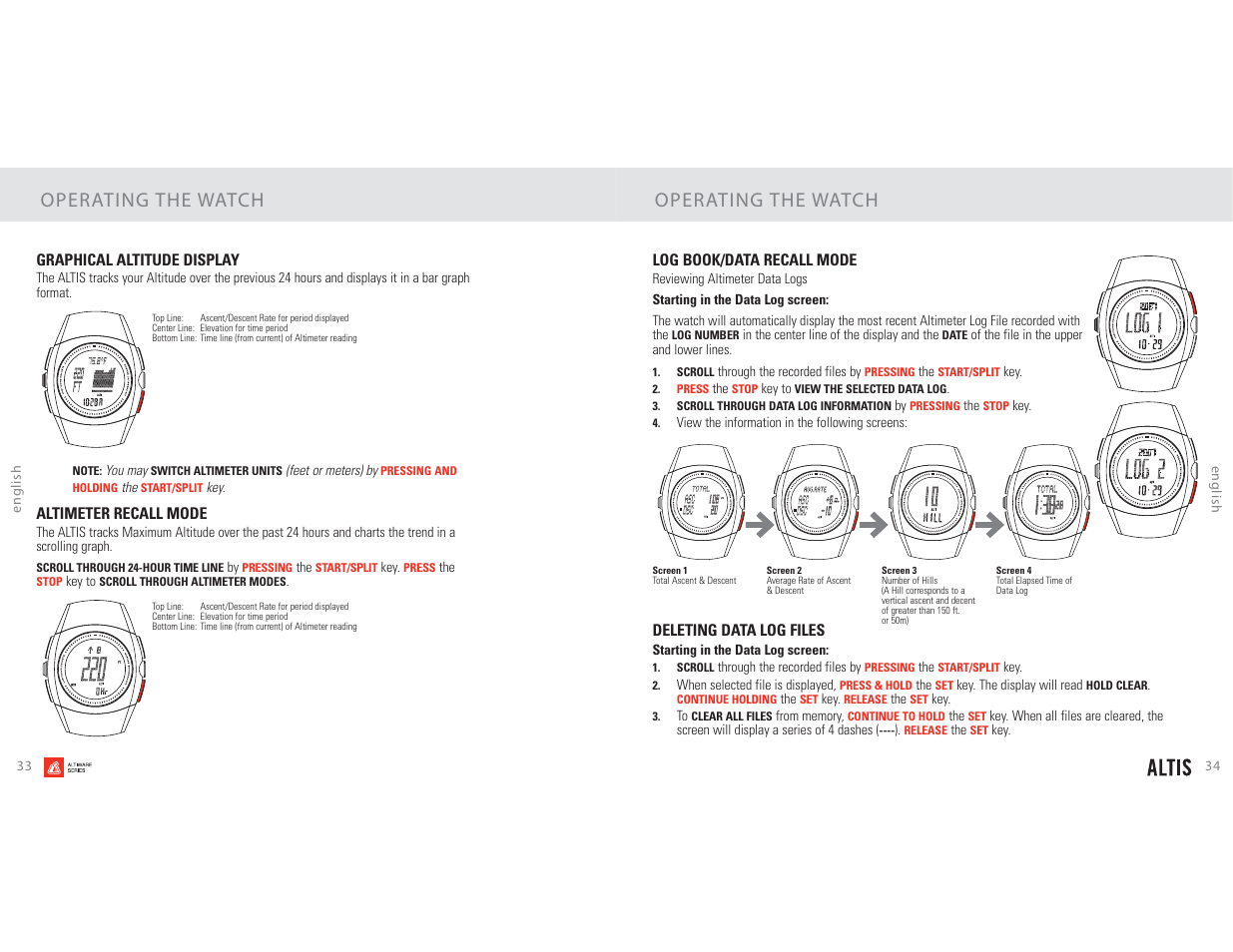 Operating the watch | Highgear Altis User Manual | Page 18 / 23