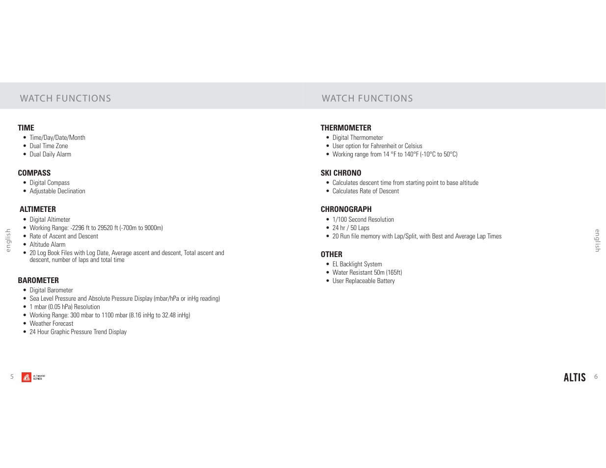 Watch func tions | Highgear Altis User Manual | Page 4 / 23