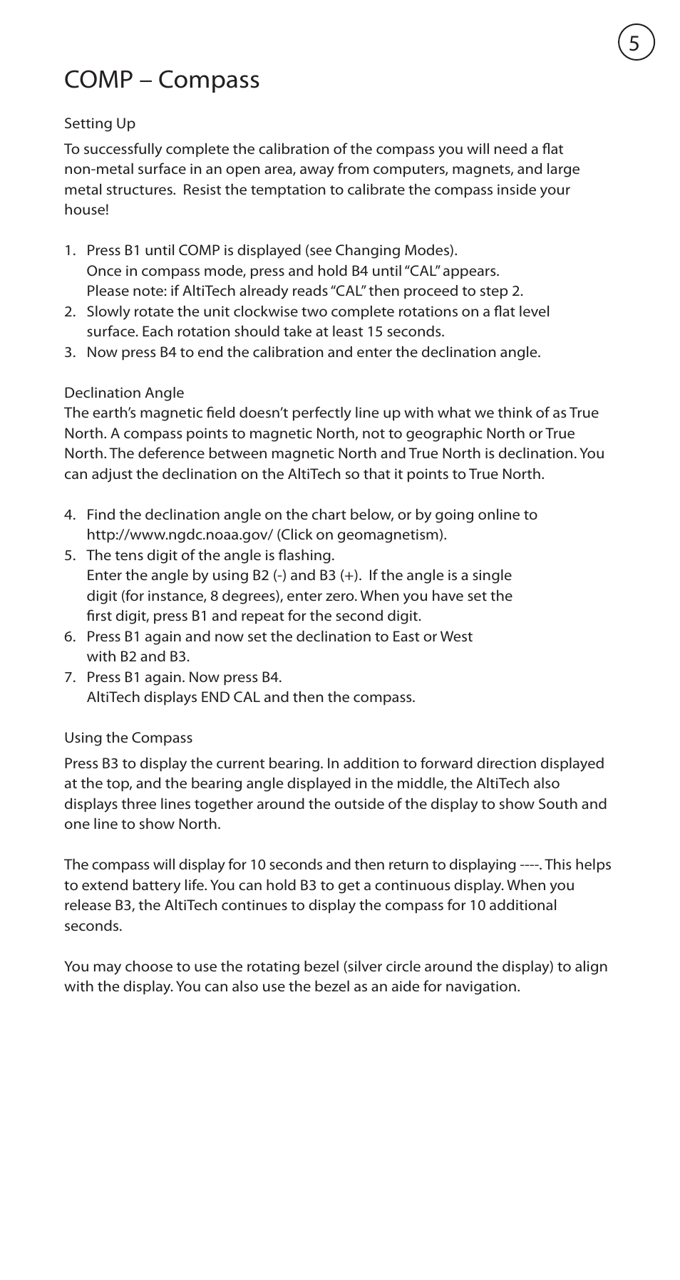 Time - time, Comp – compass | Highgear AltiTech 1 User Manual | Page 6 / 13