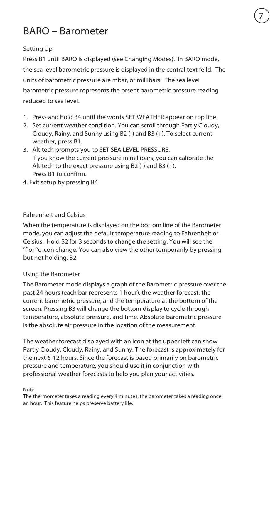 Baro – barometer | Highgear AltiTech 1 User Manual | Page 8 / 13