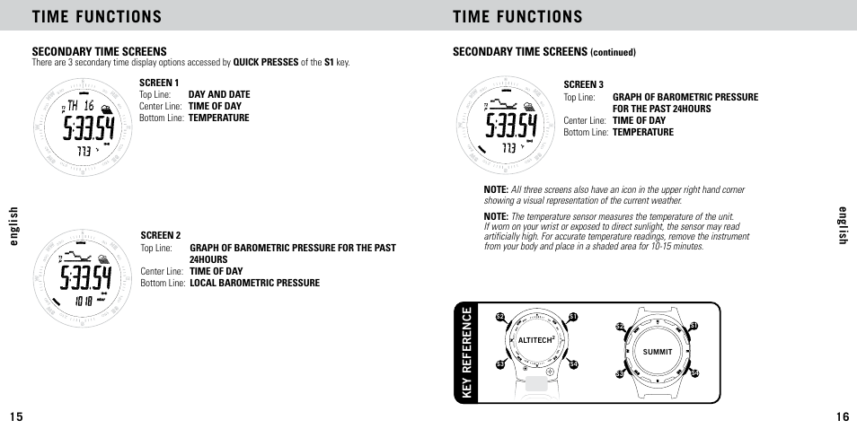 Time functions | Highgear AltiTech 2 User Manual | Page 9 / 20