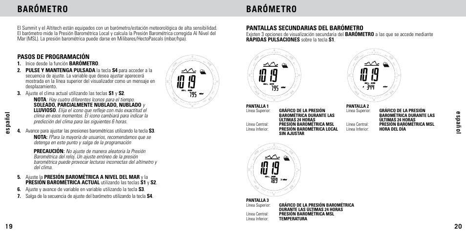 Barómetro | Highgear AltiTech 2 User Manual | Page 11 / 20