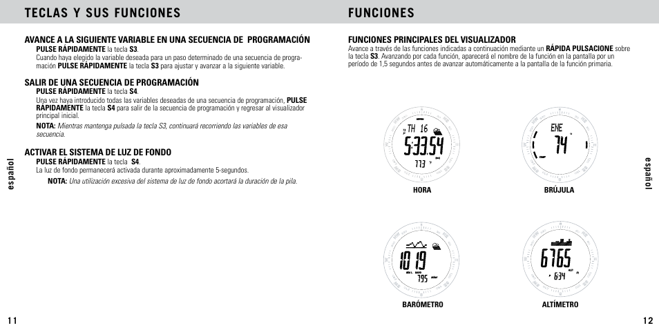 Funciones, Teclas y sus funciones | Highgear AltiTech 2 User Manual | Page 7 / 20