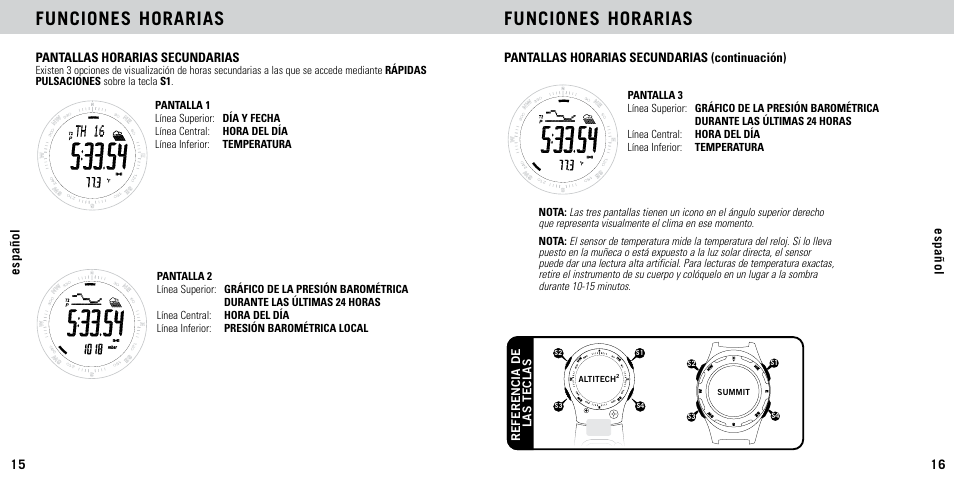 Funciones horarias | Highgear AltiTech 2 User Manual | Page 9 / 20