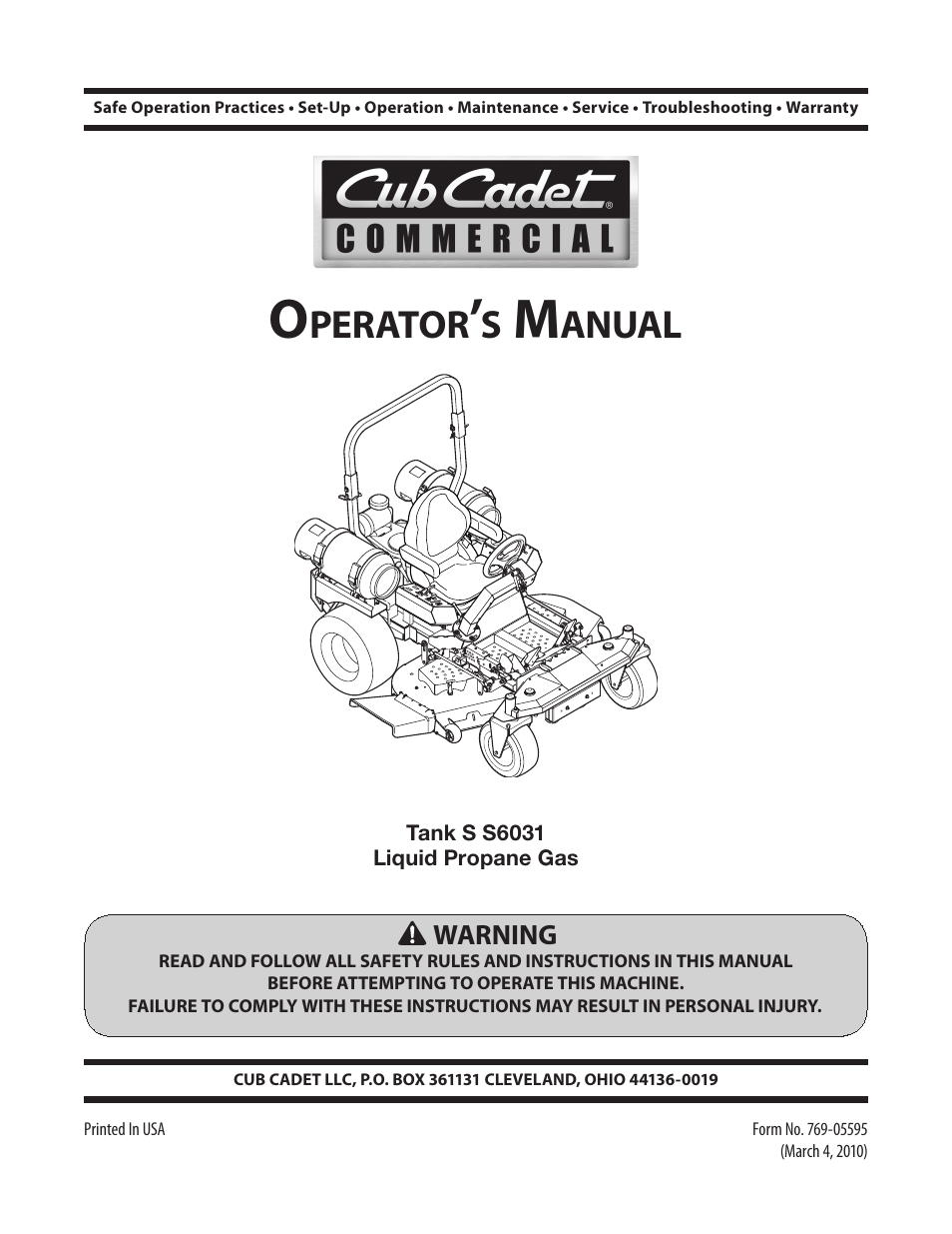 Cub Cadet S6031 User Manual | 48 pages