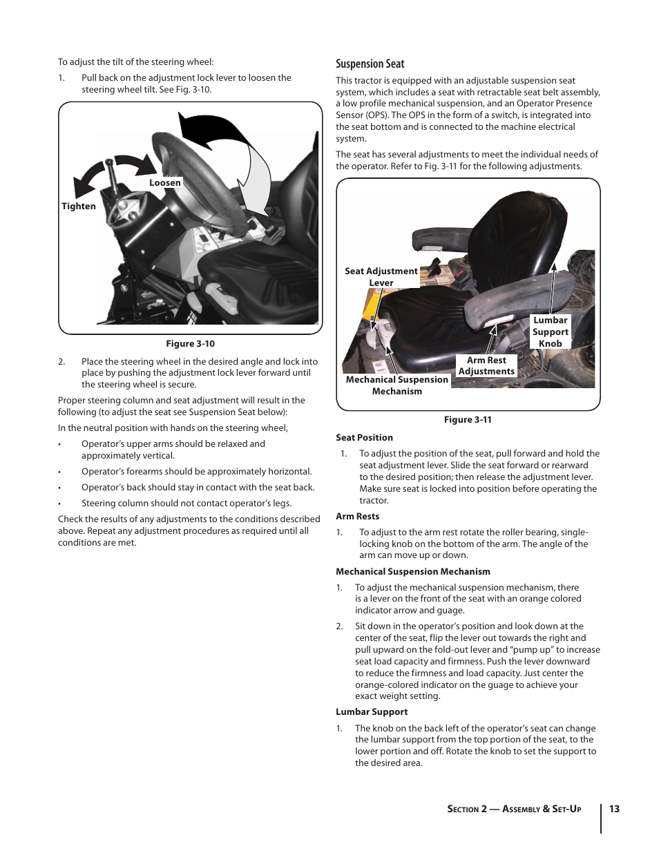 Suspension seat | Cub Cadet S6031 User Manual | Page 13 / 48
