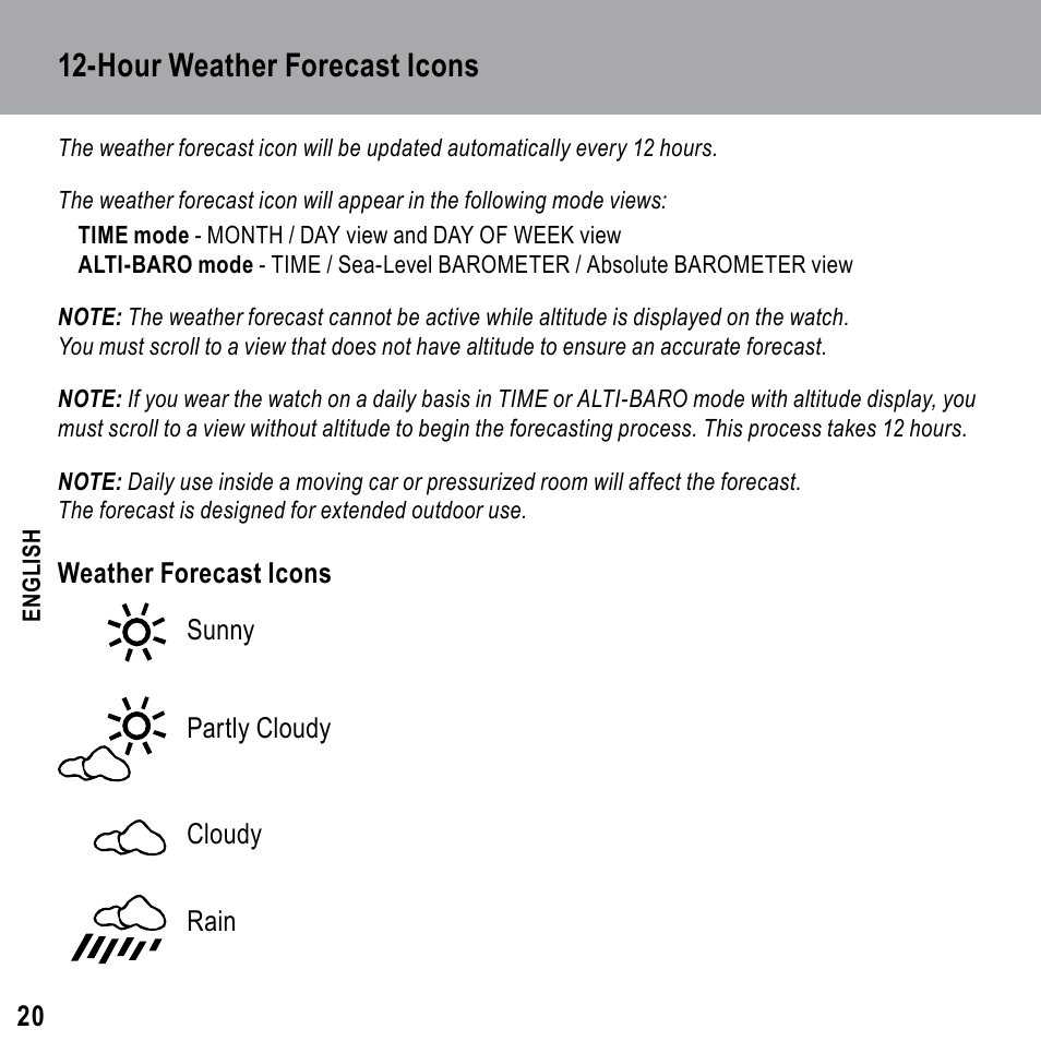 Hour weather forecast icons | Highgear Axio Max User Manual | Page 20 / 28
