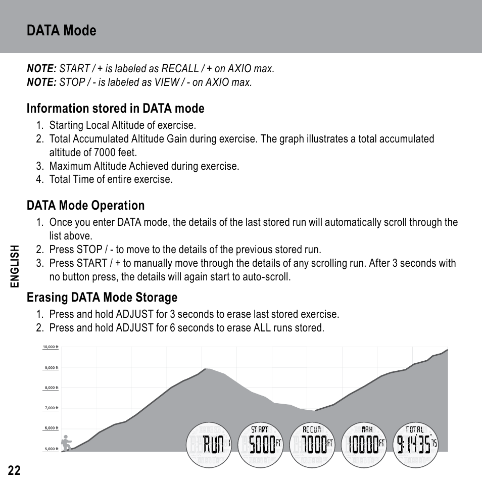 Data mode | Highgear Axio Max User Manual | Page 22 / 28