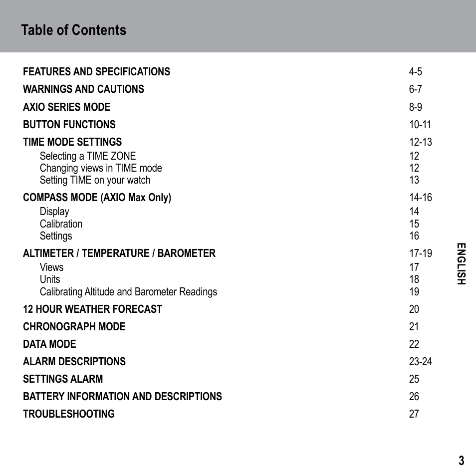 Highgear Axio Max User Manual | Page 3 / 28
