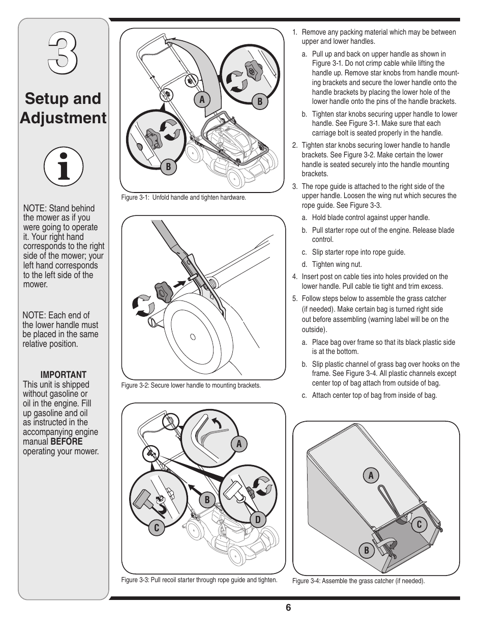 Setup and adjustment | Cub Cadet 18M User Manual | Page 6 / 28