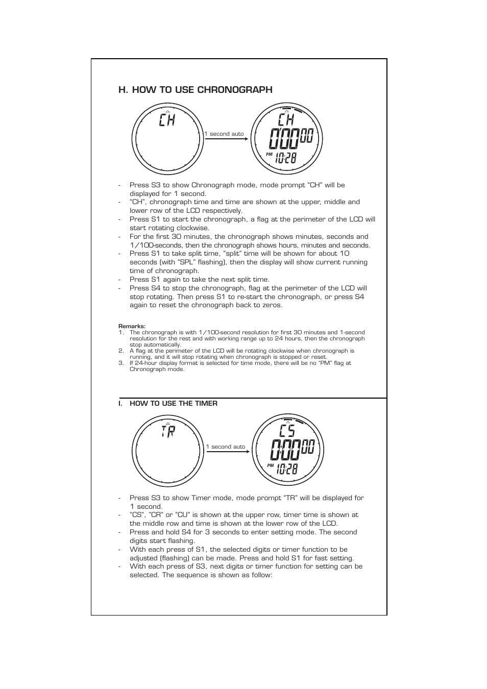 H. how to use chronograph | Highgear CompassHi User Manual | Page 7 / 10