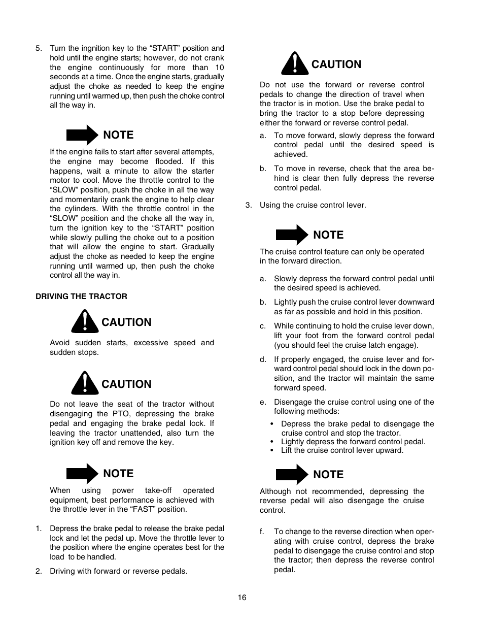 Caution | Cub Cadet 2166 User Manual | Page 16 / 60