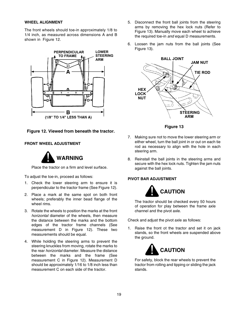Warning, Caution | Cub Cadet 2166 User Manual | Page 19 / 60