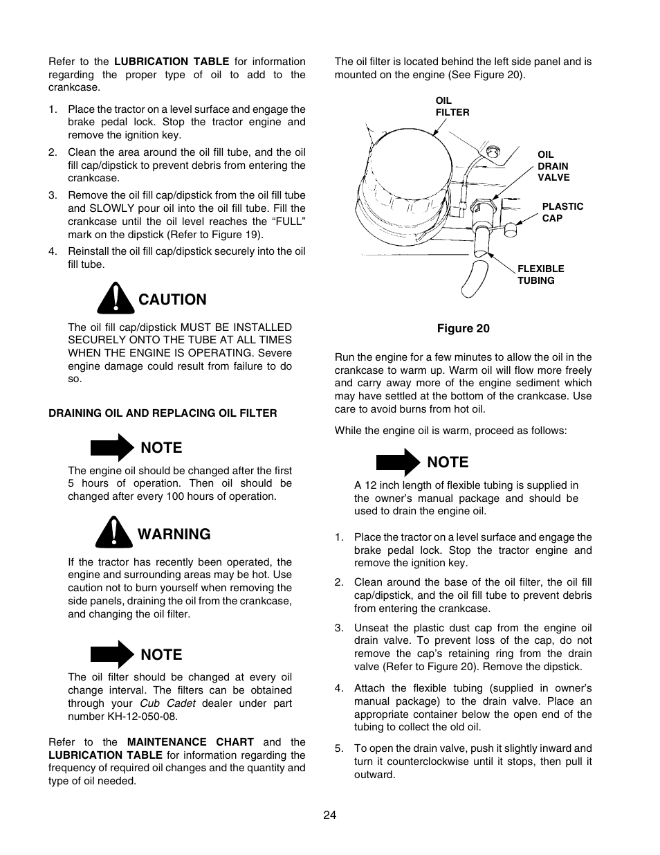 Caution, Warning | Cub Cadet 2166 User Manual | Page 24 / 60