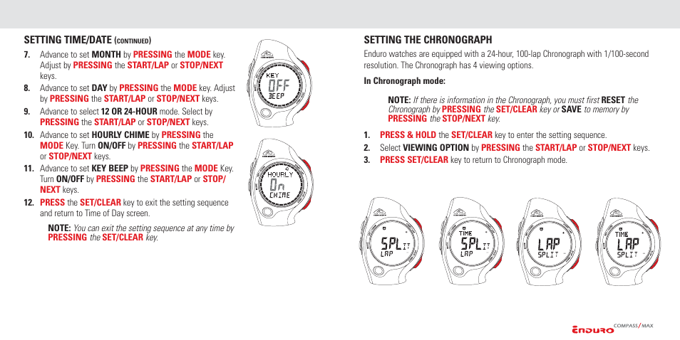 Setting the watch functions | Highgear Enduro Compass User Manual | Page 10 / 19