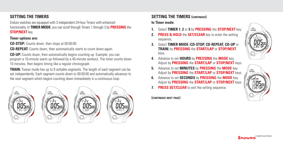 Setting the watch functions | Highgear Enduro Compass User Manual | Page 11 / 19