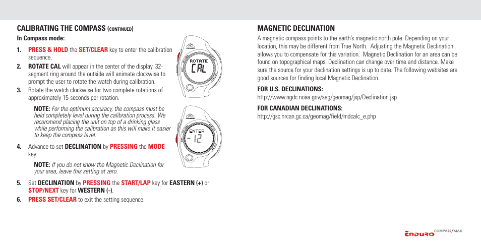 Setting the watch functions | Highgear Enduro Compass User Manual | Page 13 / 19