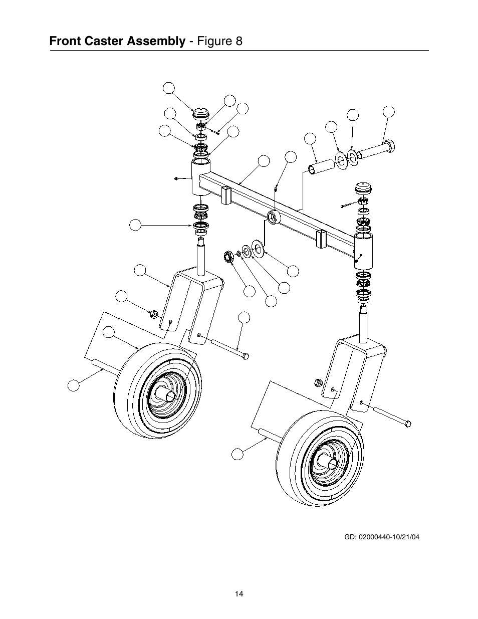 Front caster assembly - figure 8 | Cub Cadet Lawn Mower User Manual | Page 14 / 28