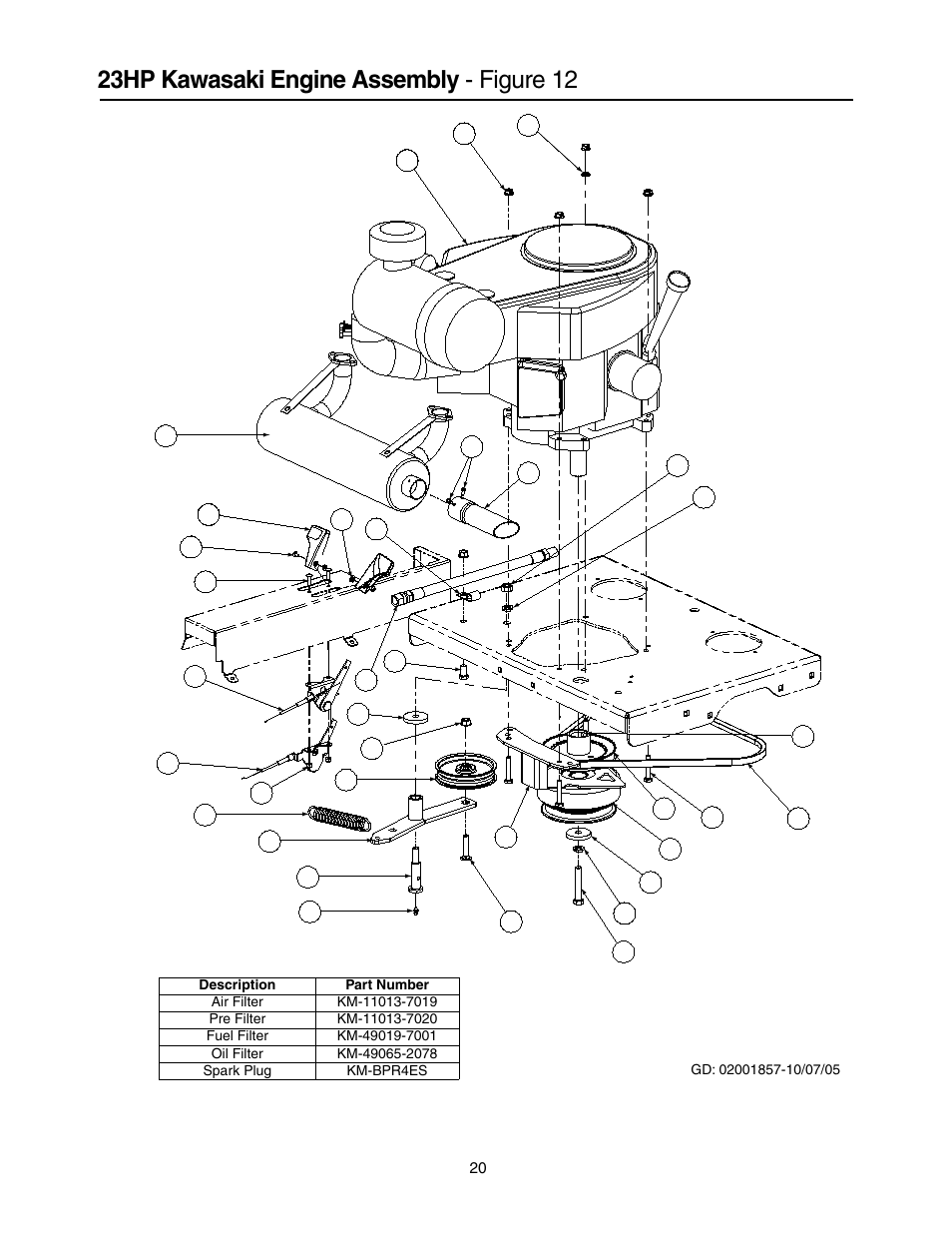 23hp kawasaki engine assembly - figure 12 | Cub Cadet Lawn Mower User Manual | Page 20 / 28