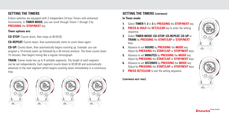 Setting the instrument functions | Highgear Enduro TrailHead User Manual | Page 11 / 19