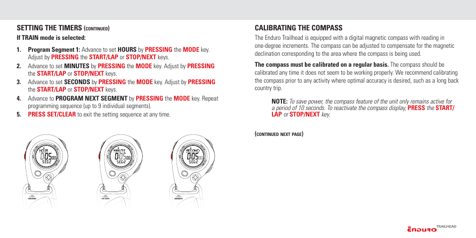 Setting the instrument functions | Highgear Enduro TrailHead User Manual | Page 12 / 19