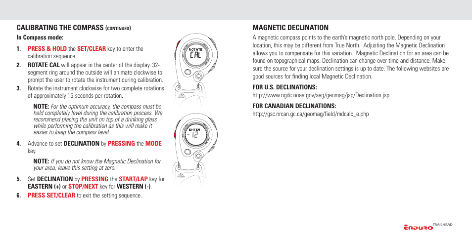 Setting the instrument functions | Highgear Enduro TrailHead User Manual | Page 13 / 19