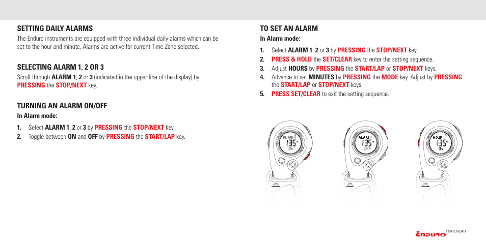 Setting the instrument functions | Highgear Enduro TrailHead User Manual | Page 14 / 19