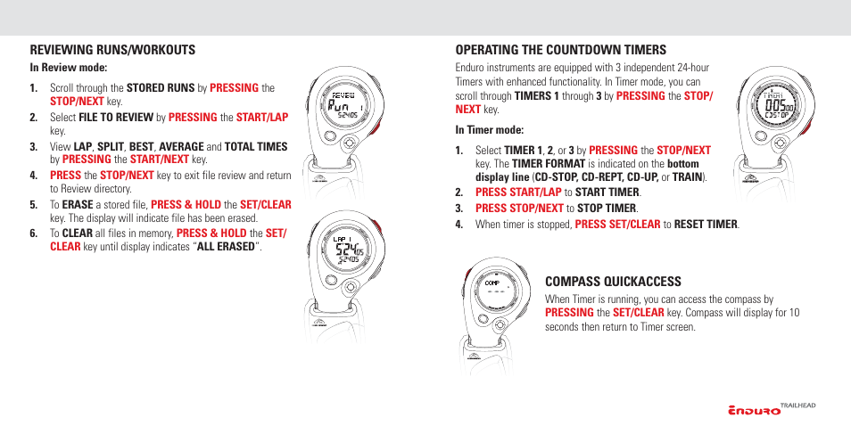 Operating the instrument | Highgear Enduro TrailHead User Manual | Page 16 / 19