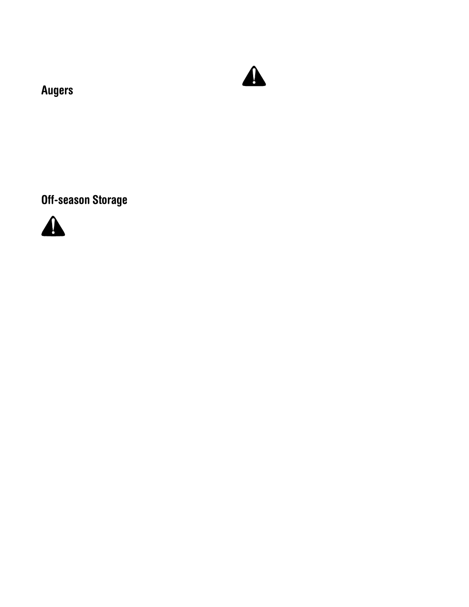 Augers, Off-season storage | Cub Cadet 522 WE User Manual | Page 15 / 28