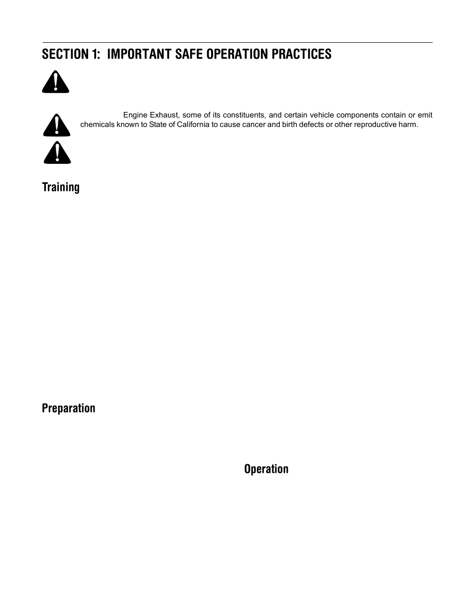 Training, Preparation, Operation | Cub Cadet 522 WE User Manual | Page 3 / 28