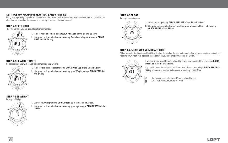 Loft, Chronograph/heart rate monitor functions | Highgear Loft User Manual | Page 14 / 19