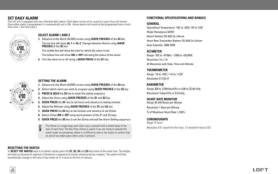 Loft, Set daily alarm | Highgear Loft User Manual | Page 17 / 19