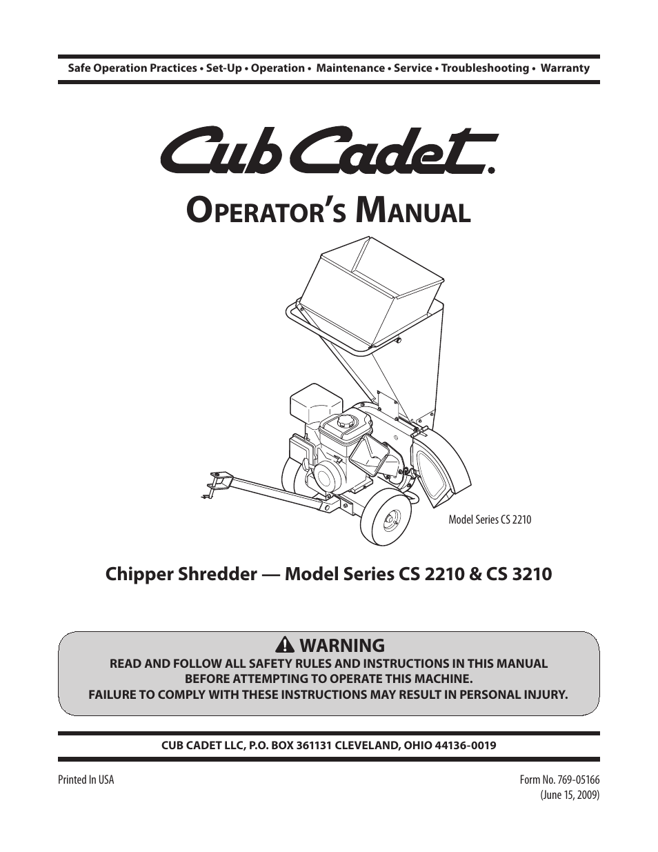 Cub Cadet CS 2210 User Manual | 40 pages