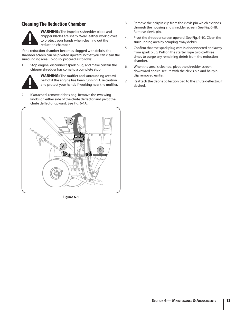 Cleaning the reduction chamber | Cub Cadet CS 2210 User Manual | Page 13 / 40