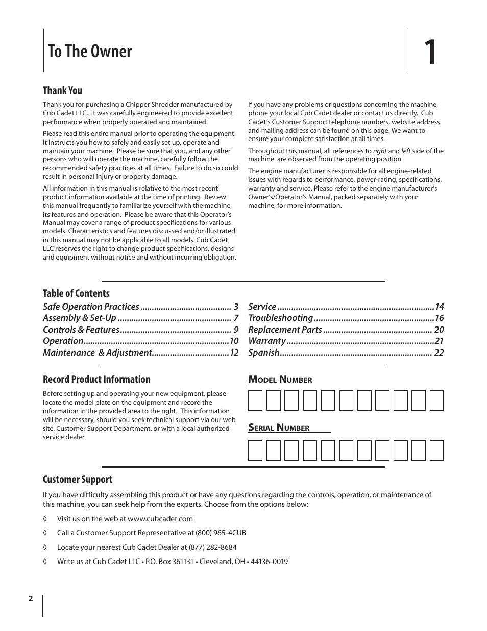 Cub Cadet CS 2210 User Manual | Page 2 / 40