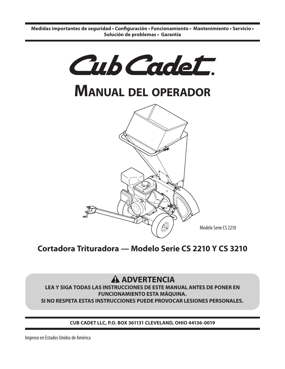 Anual, Operador | Cub Cadet CS 2210 User Manual | Page 22 / 40