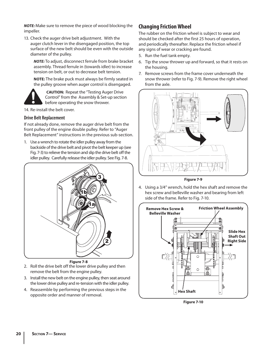 Changing friction wheel | Cub Cadet TWO STAGE SNOW THROWER 930 SWE User Manual | Page 20 / 28