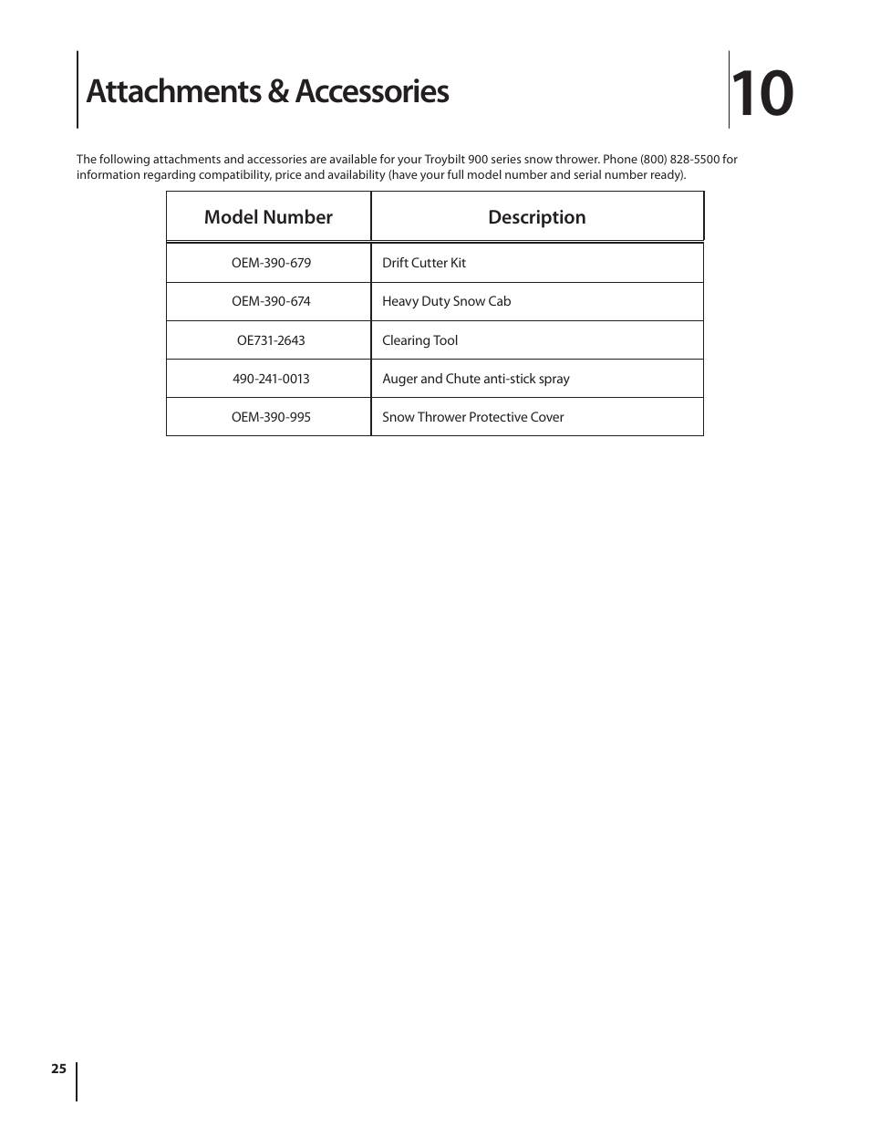 Attachments & accessories | Cub Cadet TWO STAGE SNOW THROWER 930 SWE User Manual | Page 25 / 28