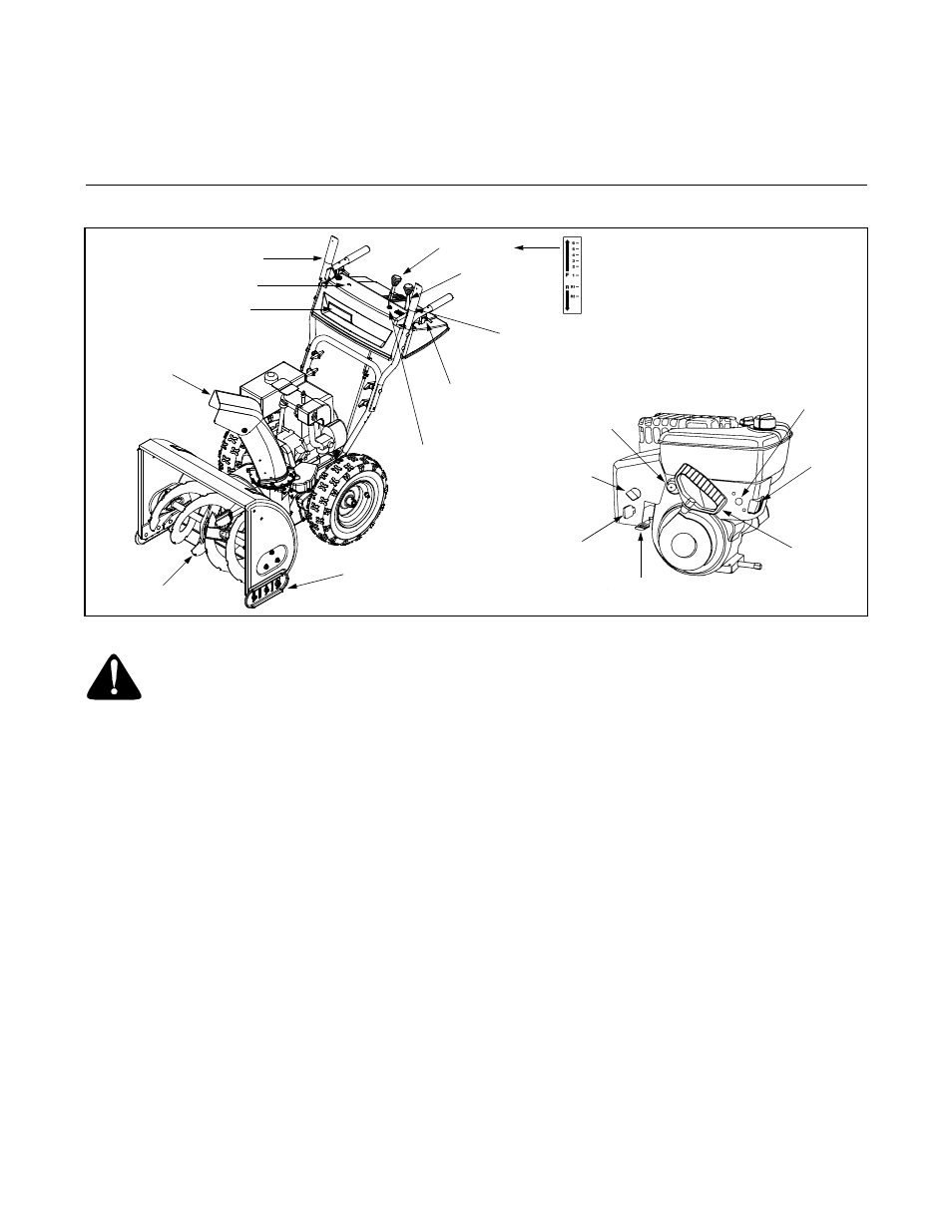 Traction control / auger control lock, Auger drive control, Chute tilt control | Skid shoe, Shift lever | Cub Cadet 850 SWE User Manual | Page 7 / 28